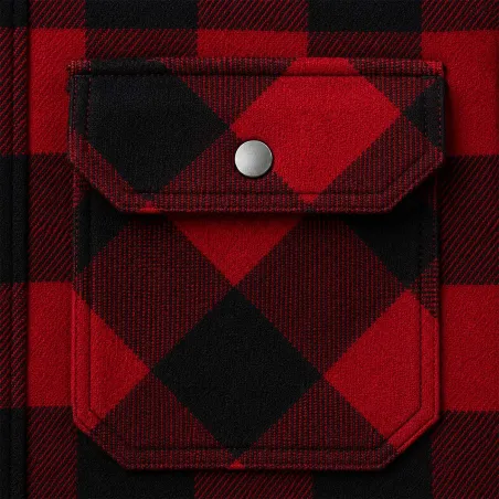 Chemise Polaire Homme Jeff Brandit® - Rouge et Noire - Manches Longues