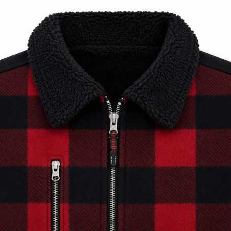 Chemise polaire matelassée homme LMA® - Rouge - Manches longues - Col chemise