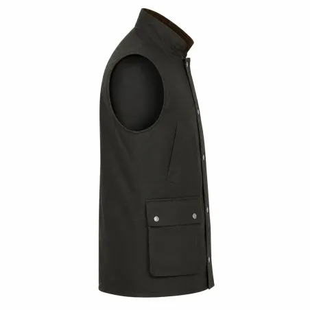 Gilet Winchester Vert Coton Ciré Imperméable 4 Poches Col Velours