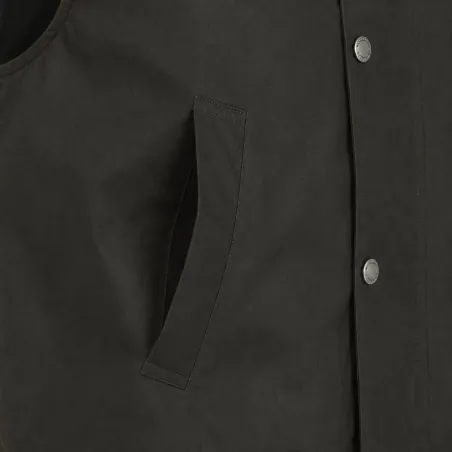 Gilet Winchester Vert Coton Ciré Imperméable 4 Poches Col Velours