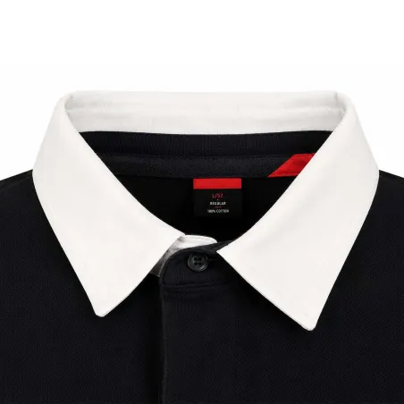 Polo FAST manches longues col classique coton bleu marine M à 3XL