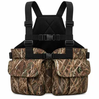 Gilet harnais de chasse adaptable multi poches camo roseaux