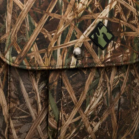 Gilet harnais de chasse adaptable multi poches camo roseaux