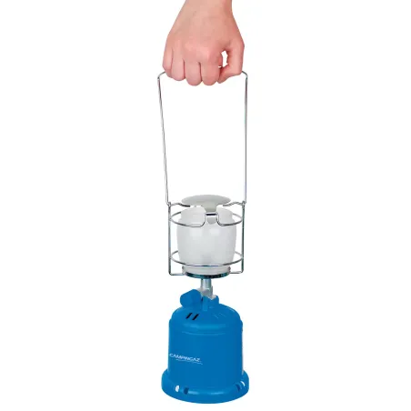 Lampe à gaz Lumogaz autonomie 5h verre bleu Ø 12 cm x H 26 cm