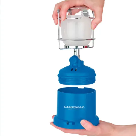 Lampe à gaz Lumogaz autonomie 5h verre bleu Ø 12 cm x H 26 cm