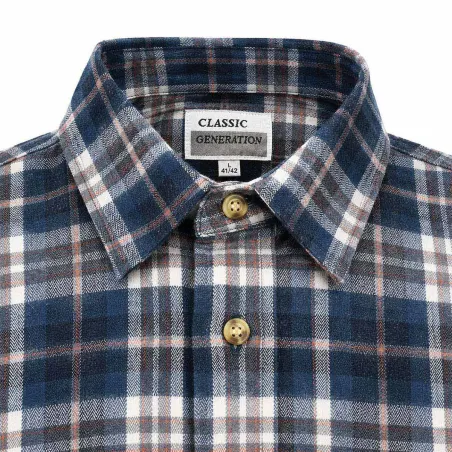 Chemise longue à carreaux bleu Chevron taille L à 2XL