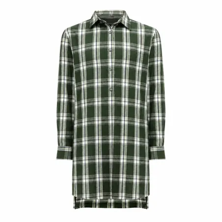 Chemise long pan à carreaux boutons coton flanelle vert M à 5XL