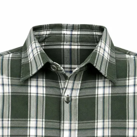 Chemise long pan à carreaux boutons coton flanelle vert M à 5XL