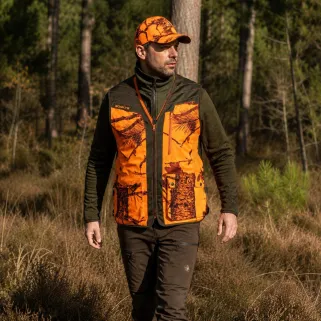 Gilet Classy déperlant polyester nylon camo orange vert S à 4XL