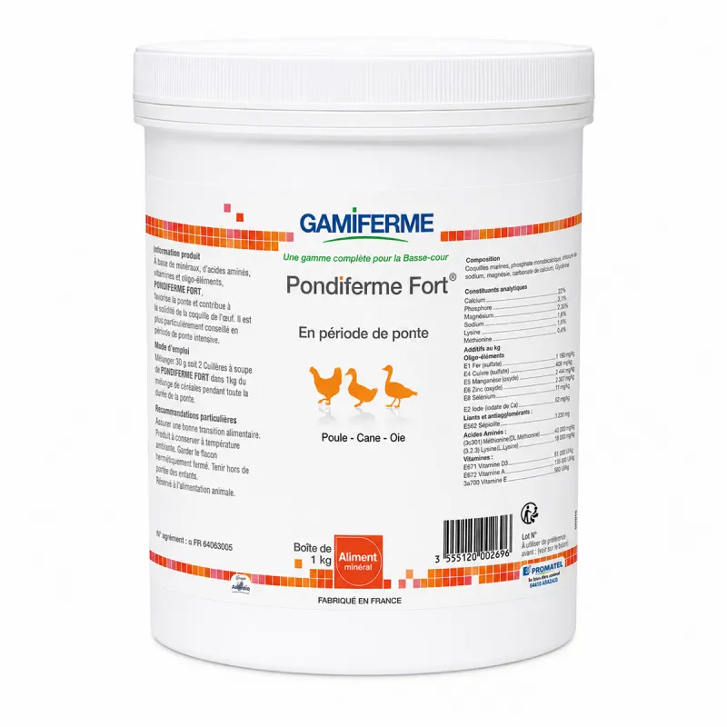 Pondiferme fort, aliment minéral poules pondeuses 1kg - GAMIFERME