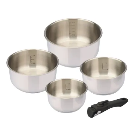 Lot de 4 casseroles inox à manche amovible 14/16/18/20 cm