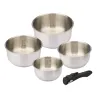 Lot de 4 casseroles inox à manche amovible 14/16/18/20 cm