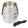 Lot de 4 casseroles inox à manche amovible 14/16/18/20 cm