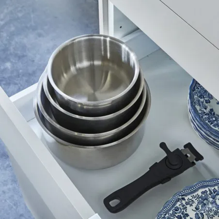 Lot de 4 casseroles inox à manche amovible 14/16/18/20 cm