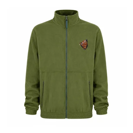 Blouson polaire broderie sanglier 2 poches polyester kaki M à 3XL