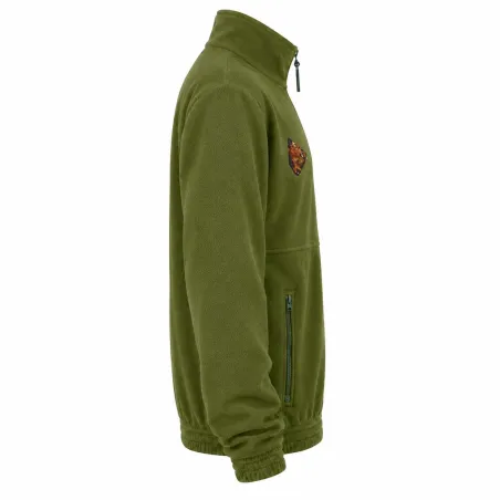 Blouson polaire broderie sanglier 2 poches polyester kaki M à 3XL