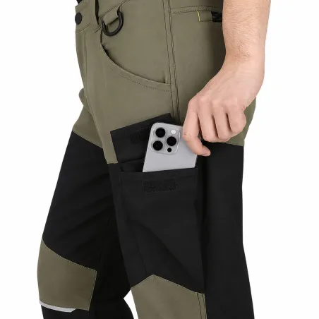 Pack 2 Pantalons Travail Oak Kaki/Noir Extensible 4 Sens 