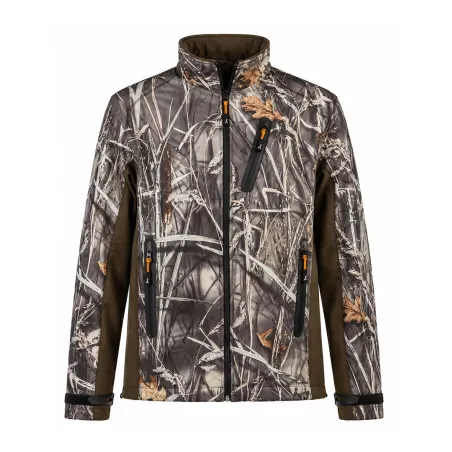 Blouson chasse softshell 4 poches polyester camo kaki S à 3XL