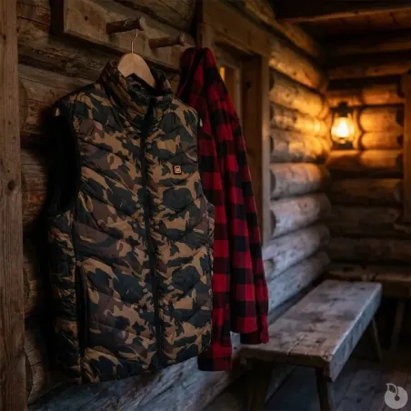 Gilet chauffant fibre polyester et carbone camo CE taille 2XL