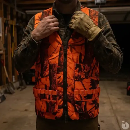 Gilet réversible Savane polyester coton kaki orange M à 4XL