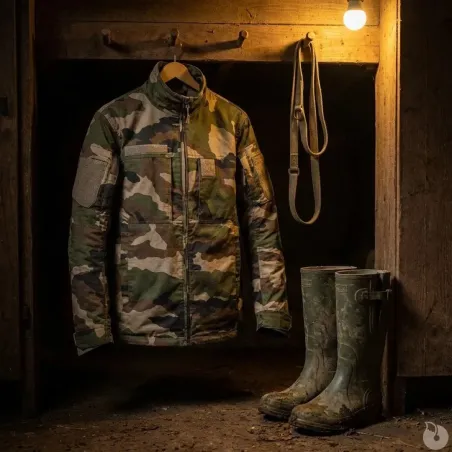 Veste courte Fighter 8 poches zip coton polyester camo XS à 3XL