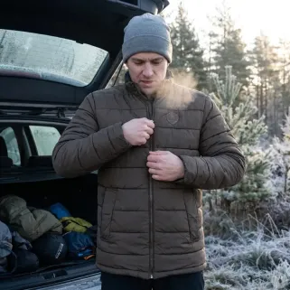 Parka réversible col montant polyester marron/bleu marine M à 2XL