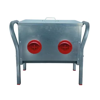 Mangeoire Galvanisée 4 Entrées - Capacité 15 kg pour Élevage Avicole