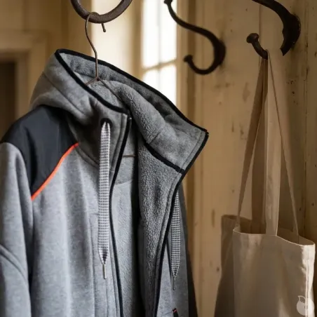 Blouson travail à capuche femme 2 poches molletonné gris XS à 2XL