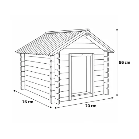 Niche chien en bois toit type chalet madrier toit PVC taille M : 86 x 76 x 70 cm