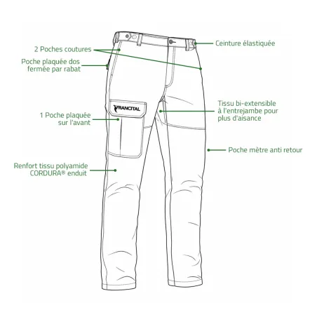 Pantalon Francital Traqueur 4 Poches avec renforts