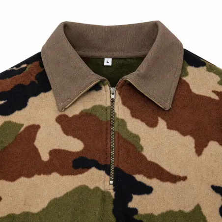 Chemise F1 Polaire Camo Polyester 220g/m² Col Zippé Coton