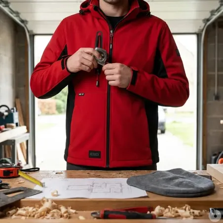 Veste Softshell Trystan Rouge/Noir Herock M à 3XL – Chaude & résistante