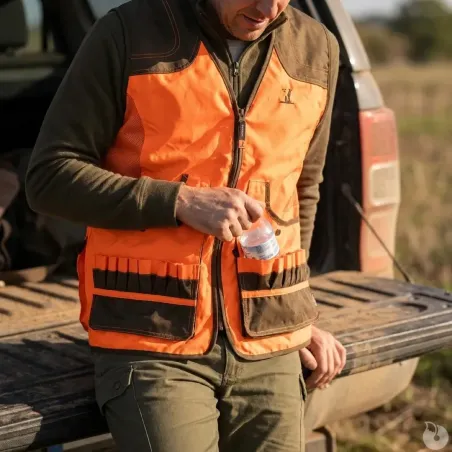 Gilet Percussion Savane haute visibilité avec carnier
