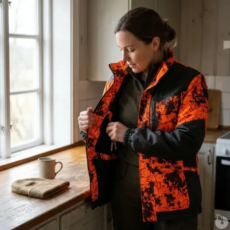 Veste traque femme Spirit polyester digital camo orange XS à 2XL