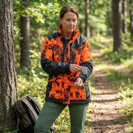 Veste traque femme Spirit polyester digital camo orange XS à 2XL