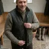 Gilet Winchester Vert Coton Ciré Imperméable 4 Poches Col Velours