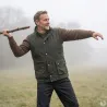 Gilet Winchester Vert Coton Ciré Imperméable 4 Poches Col Velours