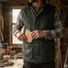 Gilet Winchester Vert Coton Ciré Imperméable 4 Poches Col Velours