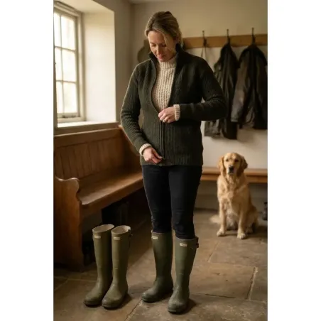 Gilet femme Shirley col montant laine vert loden XS à 3XL