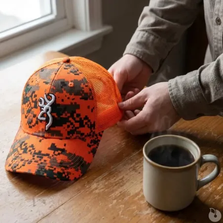 Casquette chasse digi blaze coton polyester orange noir