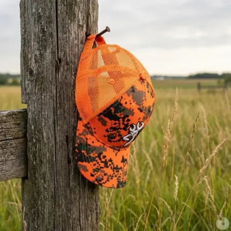 Casquette chasse digi blaze coton polyester orange noir