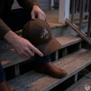 Casquette confort brodé sanglier tissu respirant marron