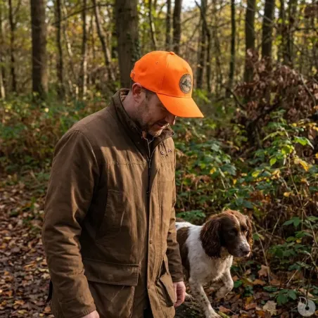 Casquette réglable visière pré corubée sanglier coton orange