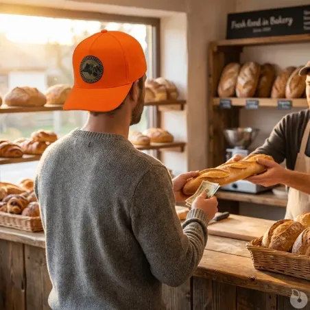 Casquette réglable visière pré corubée sanglier coton orange