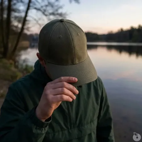 Casquette visière rigide velcro coton verte taille unique