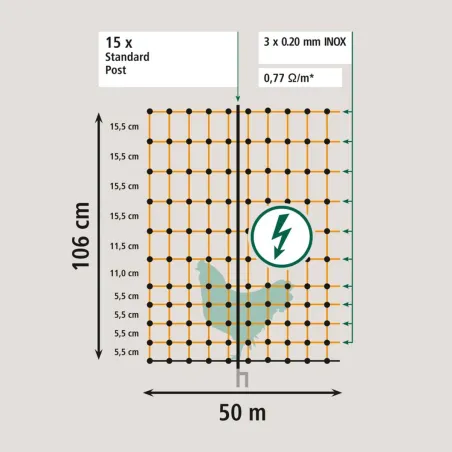 Filet volaille électrique pro H106 cm Longueur 50 m - KERBL