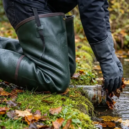Cuissardes robustes caoutchouc doublé néoprène 3mm vert 39 à 47