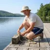 Short-Flottant marine-gris 100% coton 3 poches taille élastique