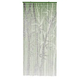 Rideau de porte en bambou peint motif tiges vertes - 90x200cm