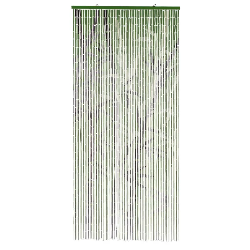 Rideau de porte en bambou peint motif tiges vertes - 90x200cm